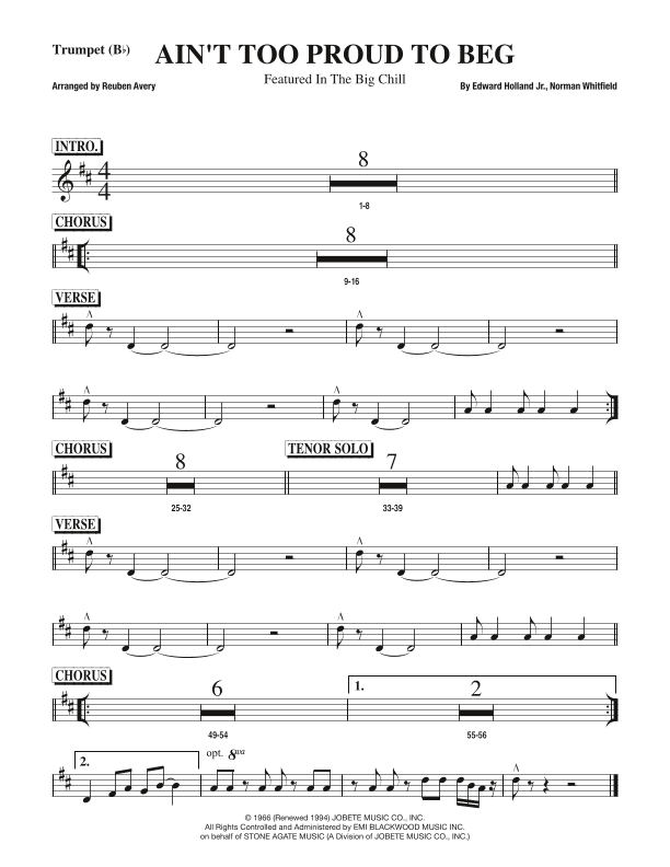 Ain't Too Proud To Beg (arr. Reuben Avery)