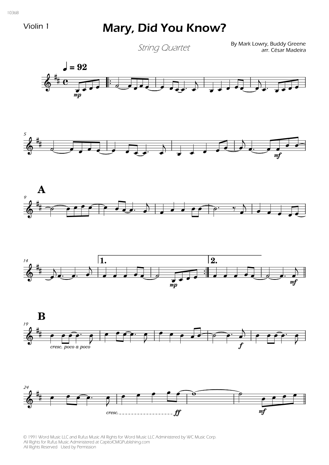 Mary, Did You Know? (arr. César Madeira)