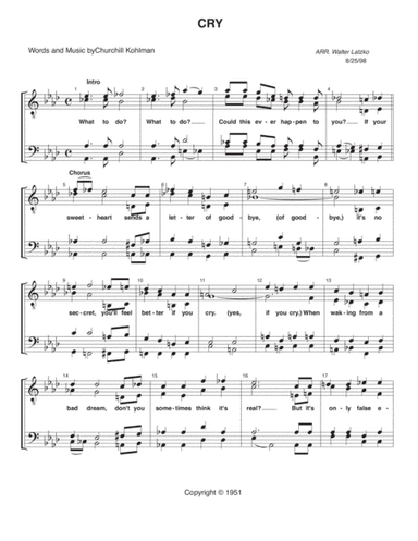 Cry (arr. Walter Latzko)