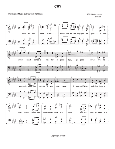 Cry (arr. Walter Latzko)