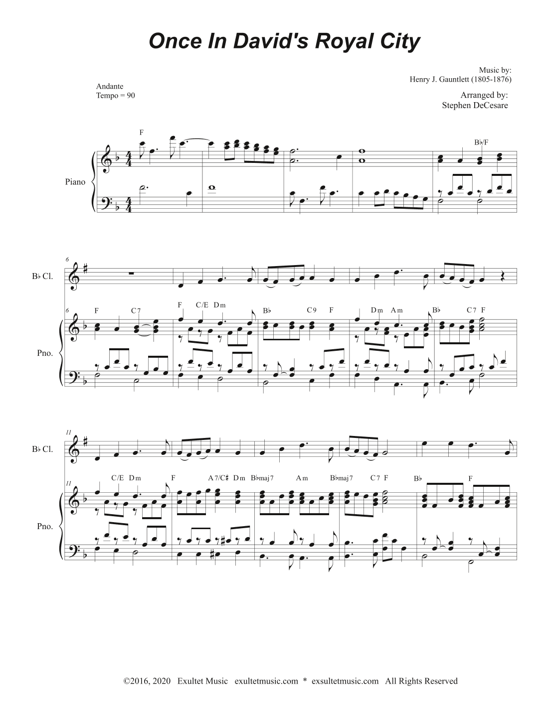 Once In Royal David's City (Bb-Clarinet solo and Piano) (arr. Stephen DeCesare)