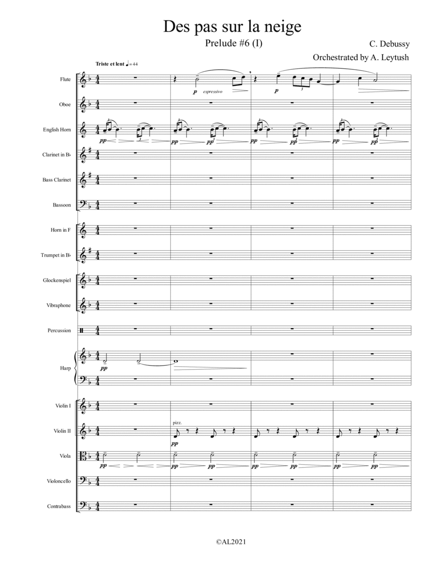 C. Debussy: The Complete Preludes, #6 (I),"Des pas sur la neige", Orchestrated by A. Leytush