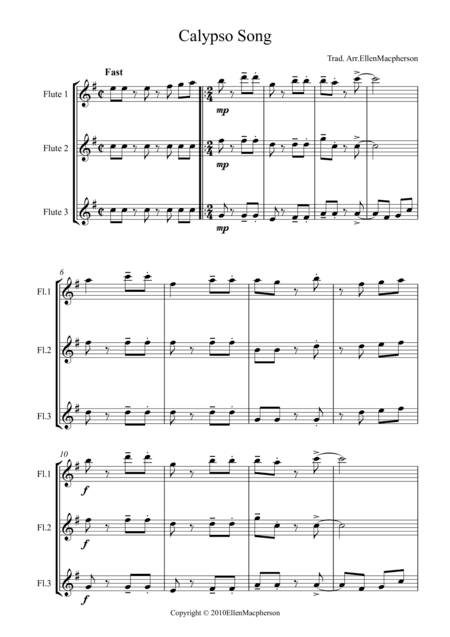 Calypso Song for Flute Trio (arr. Ellen Macpherson)