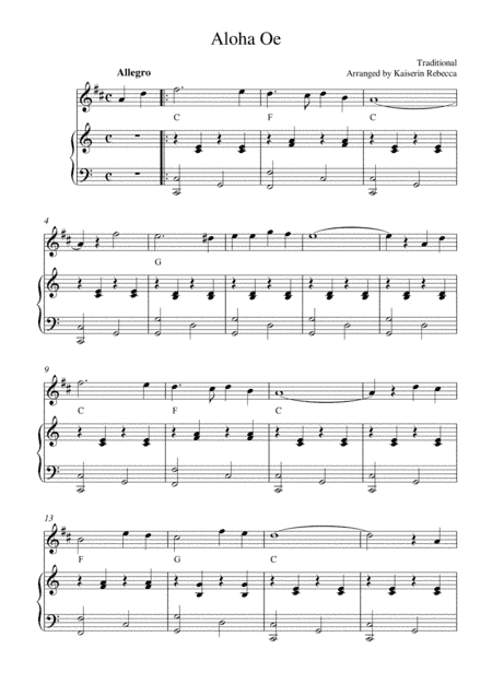 Aloha Oe (arr. Kaiserin Rebecca)
