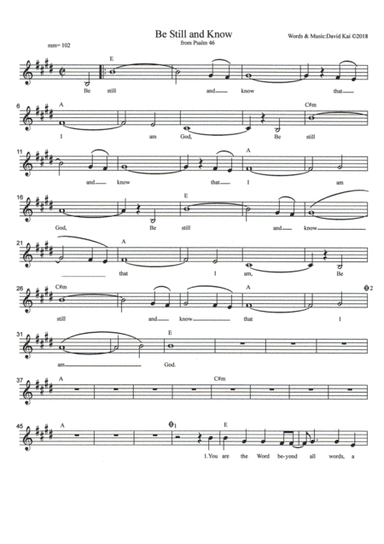 Be Still and Know (lead sheet in E)