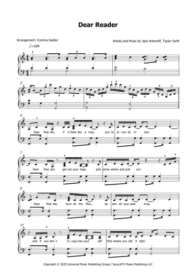 Dear Reader (arr. Corinna Soeller)