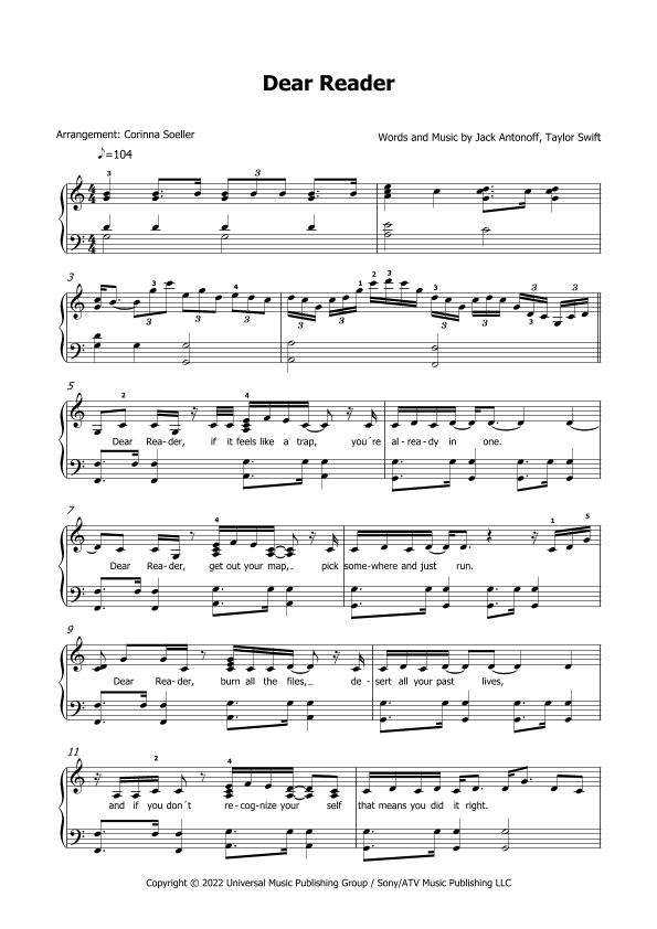 Dear Reader (arr. Corinna Soeller)