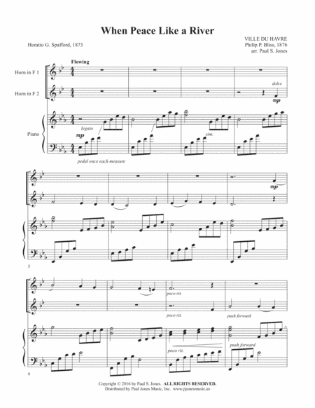 When Peace Like a River (It Is Well - 2 Horns/Piano) (arr. Paul S. Jones)