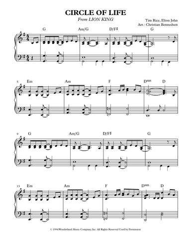 Circle Of Life (arr. Christian Bennedsen)
