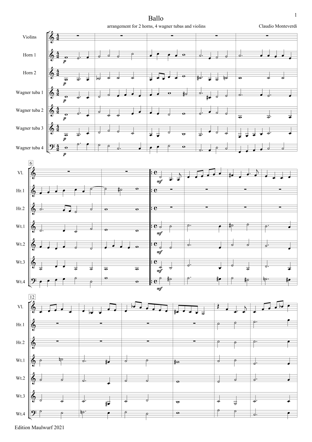 Monteverdi Ballo (arr. Edition Maulwurf)