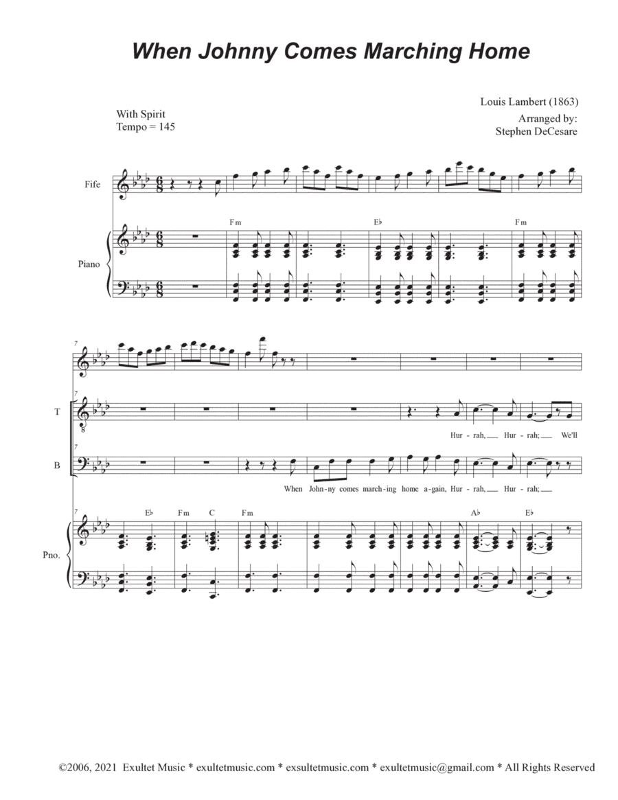 When Johnny Comes Marching Home (Duet for Tenor and Bass solo) (arr. Stephen DeCesare)