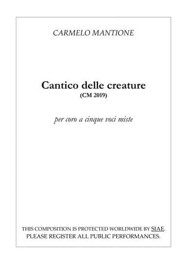 Cantico delle creature (CM 2019) a cappella