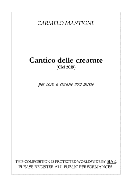 Cantico delle creature (CM 2019) a cappella