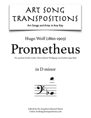 WOLF: Prometheus (transposed to D minor) (arr. ArtSongTranspositions.com)