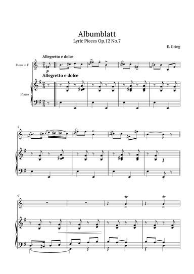 Lyric Pieces Op.12 No.7 (arr. André Nusa)