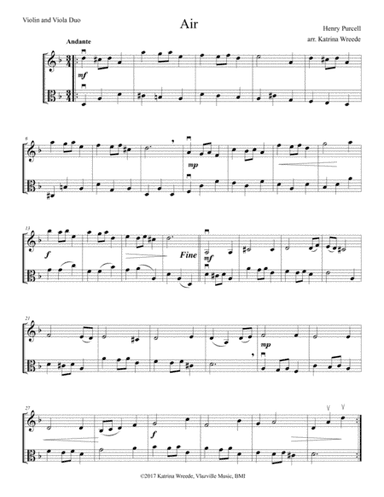 Purcell Air - for Violin and Viola (arr. Katrina Wreede)