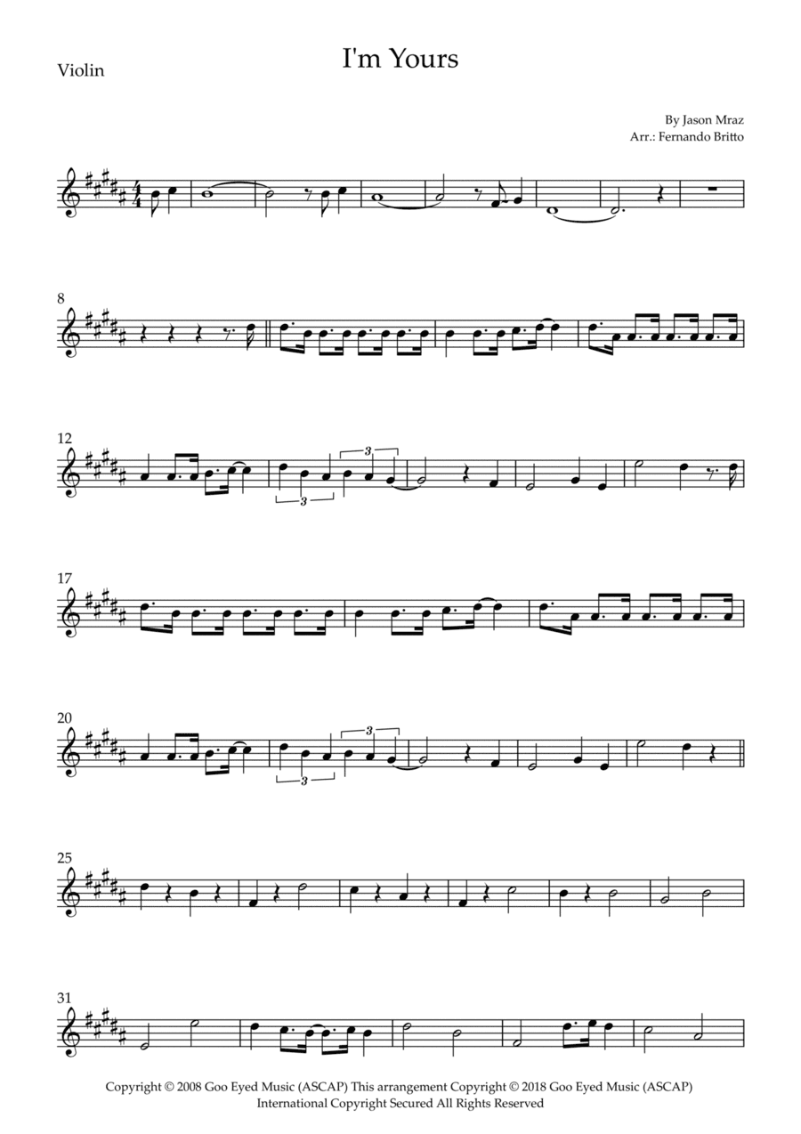 I'm Yours (arr. Fernando Britto)
