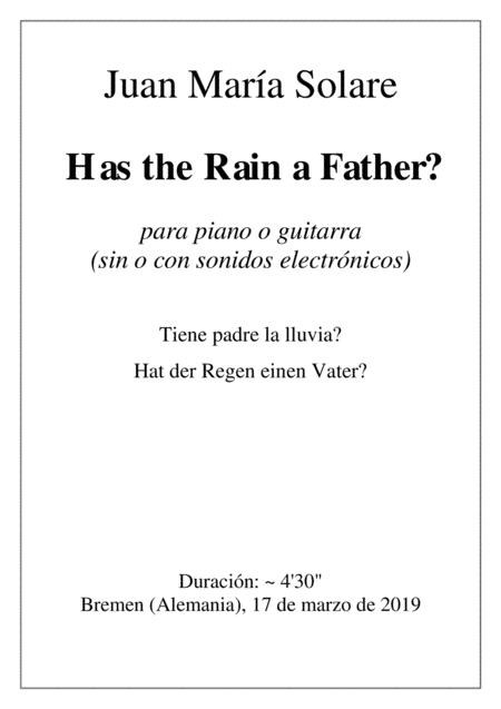 Has the Rain a Father? [Piano OR Guitar]