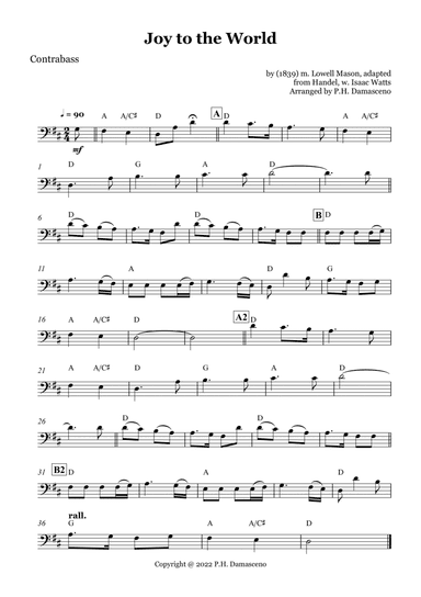 Joy to the World - Contrabass Solo with Chords (arr. P.H. Damasceno)