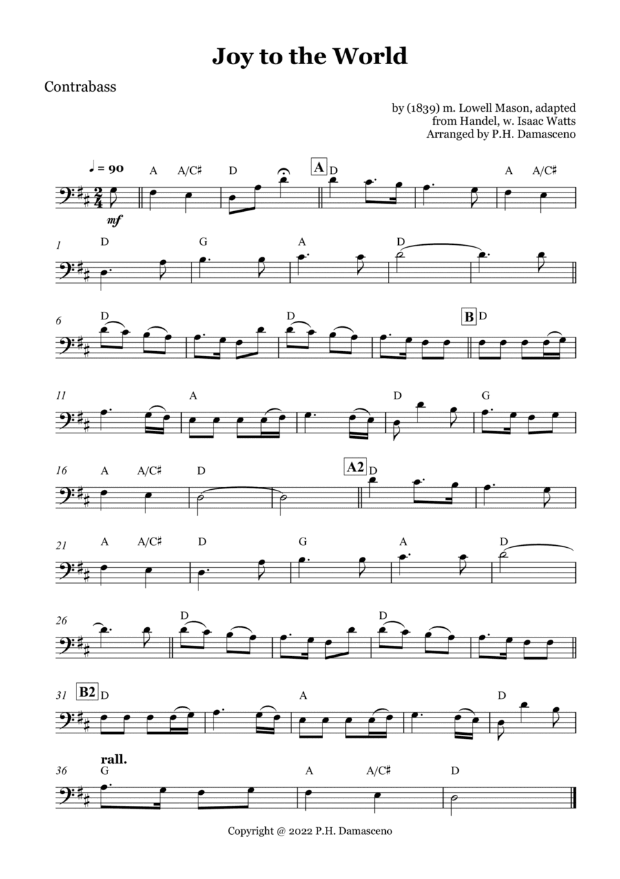 Joy to the World - Contrabass Solo with Chords (arr. P.H. Damasceno)