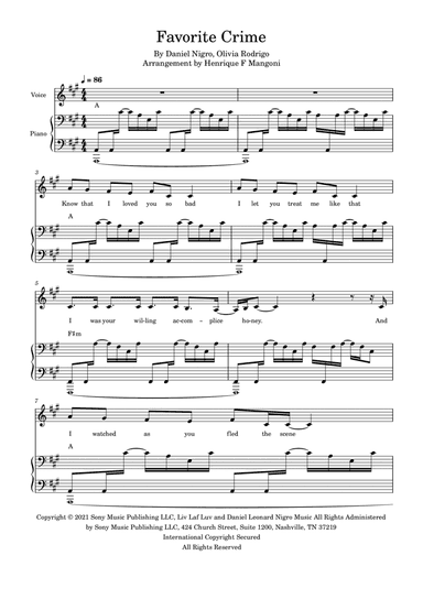 Favorite Crime (arr. Henrique F Mangoni)