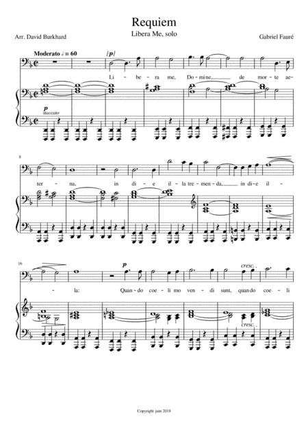 Fauré - Libera me domine - Arr. for Baritone solo (no choir) (arr. David Burkhard)