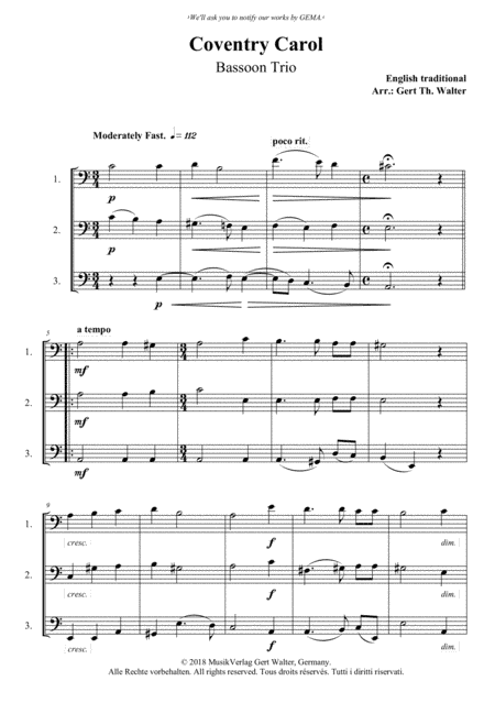 Coventry Carol (arr. Gert Th. Walter)