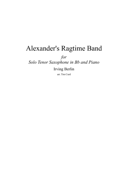 Alexander's Ragtime Band (arr. Tim Curd.)