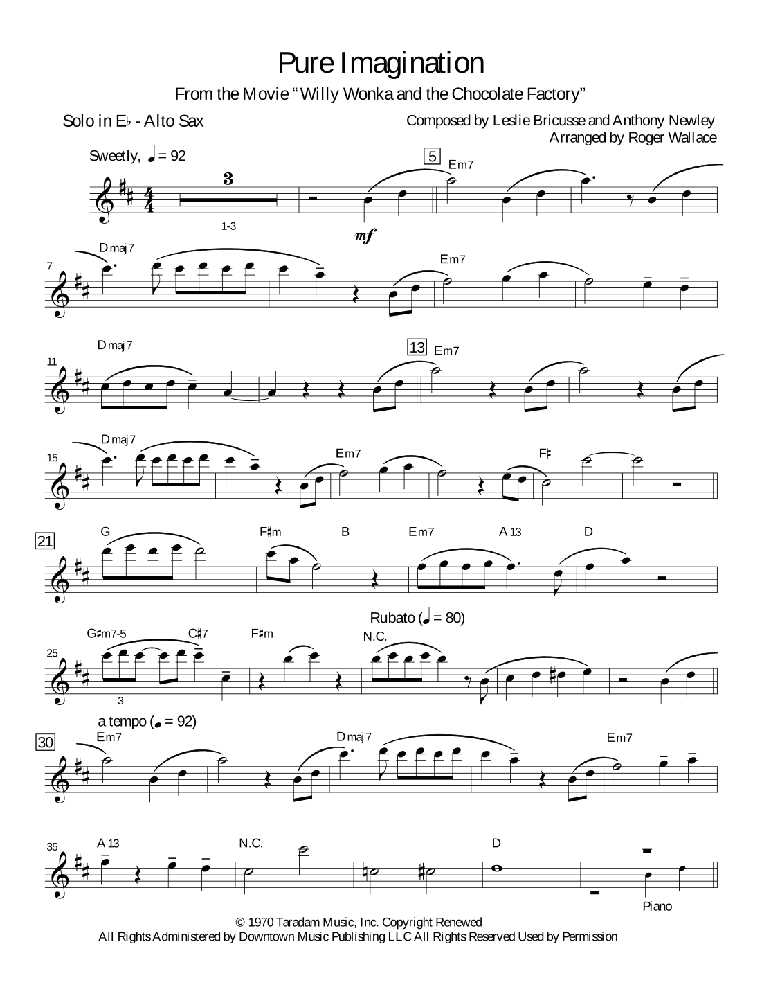 Pure Imagination (arr. Roger Wallace)