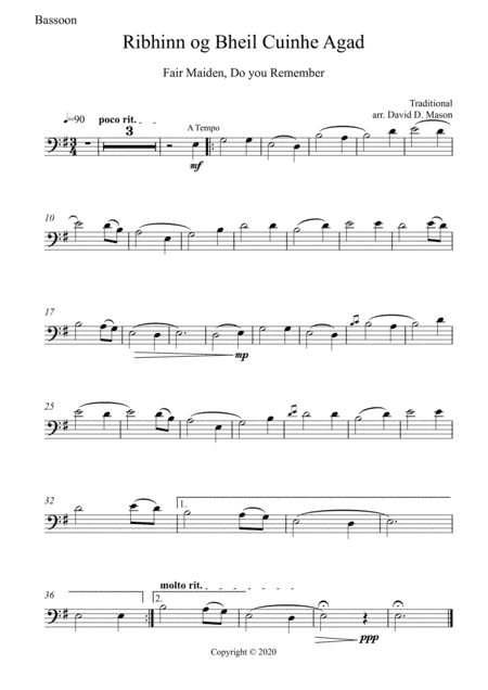 Ribhinn og Bheil Cuinhe Agad (Fair Maiden, do you remember) (arr. David D. Mason)