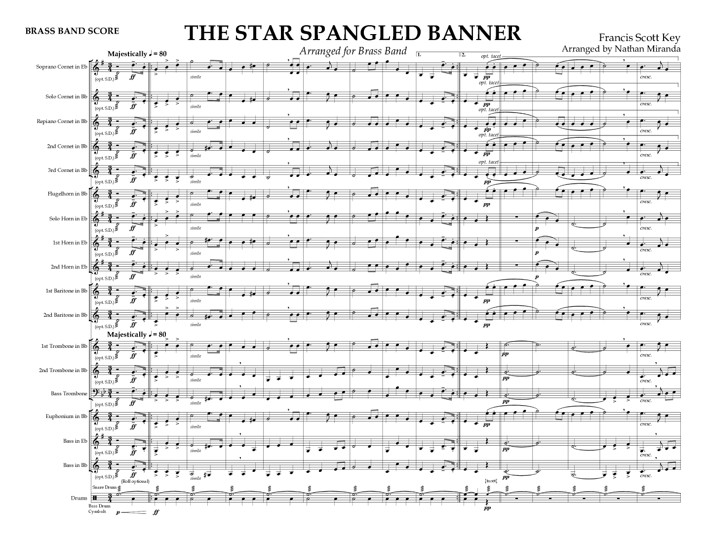 The Star Spangled Banner (for Brass Band) (arr. Nathan Miranda)