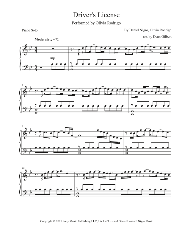Drivers License (arr. Dean Gilbert)