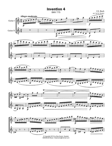Invention No. 4 for guitar duo (arr. K. Krantz)