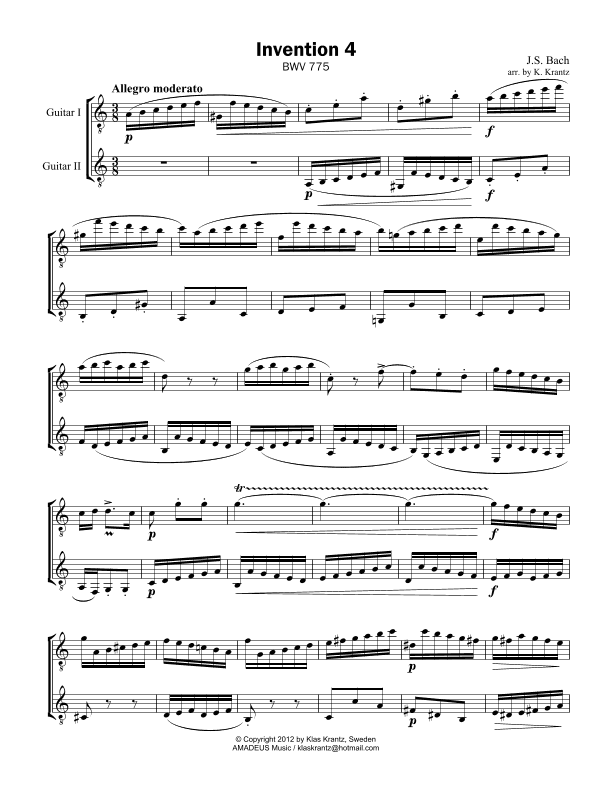 Invention No. 4 for guitar duo (arr. K. Krantz)