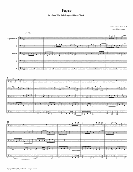 Fugue 05 from Well-Tempered Clavier, Book 2 (Euphonium-Tuba Quintet) (arr. Richard Byrnes)