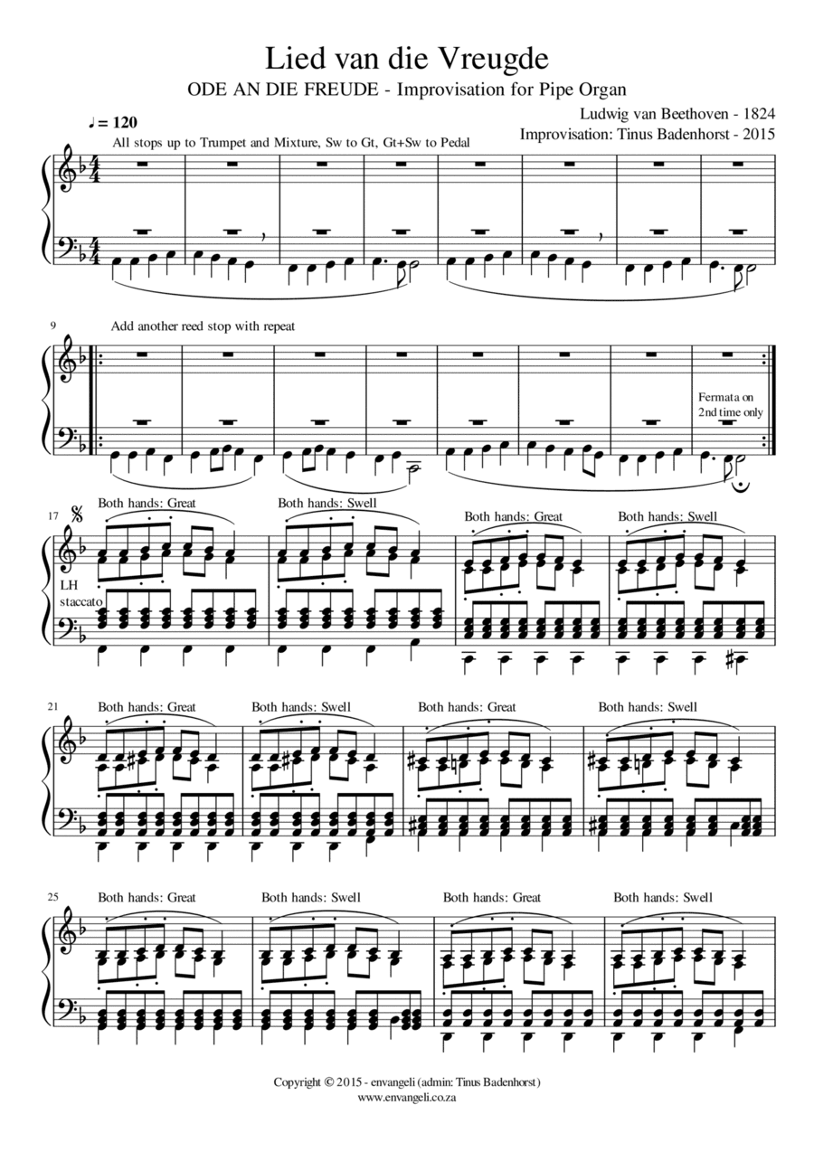 Lied van die Vreugde (arr. Tinus Badenhorst)