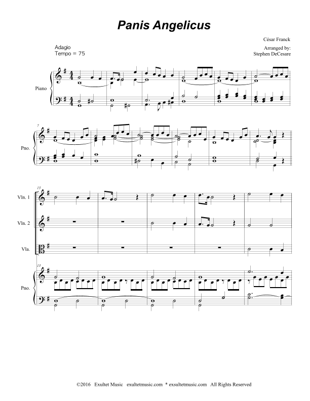 Panis Angelicus (for String Quartet - Piano - Low Key) (arr. Stephen DeCesare)