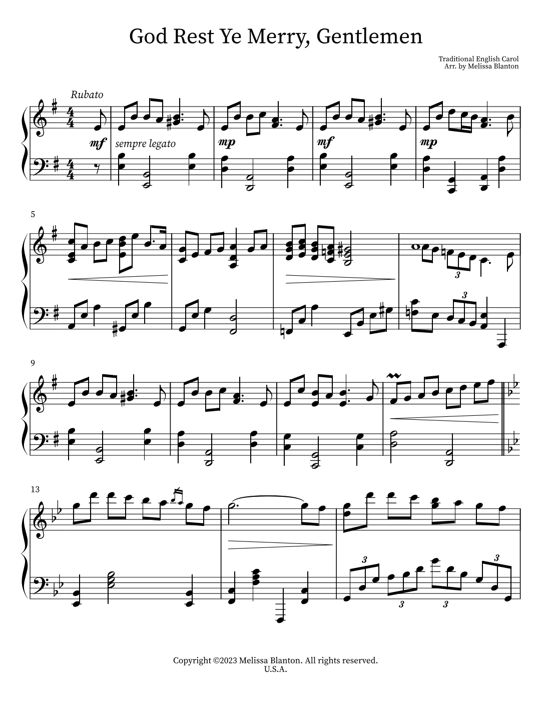God Rest Ye Merry Gentlemen (arr. Melissa Blanton)
