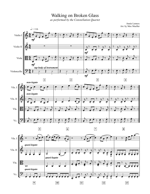 Walking On Broken Glass (arr. Innovative Strings Publishing)