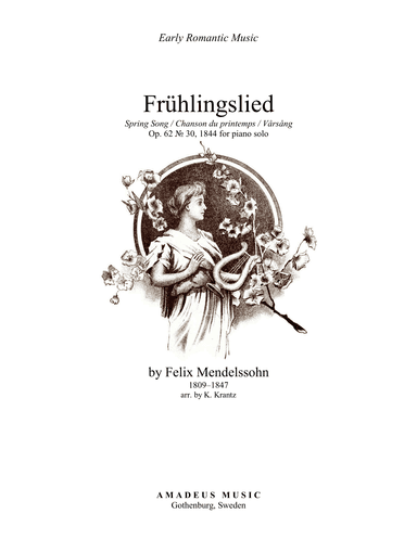 Fruhlingslied, Lieder ohne Worte Op. 62, Spring Song for piano solo (arr. Amadeus Music)
