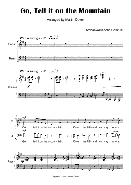 Go, Tell it on the Mountain - Two part Choir - TB (arr. Martin Dover)