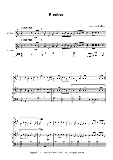 Rondeau - Jean-Joseph Mouret (Violin + Piano) (arr. Digital Book Music)
