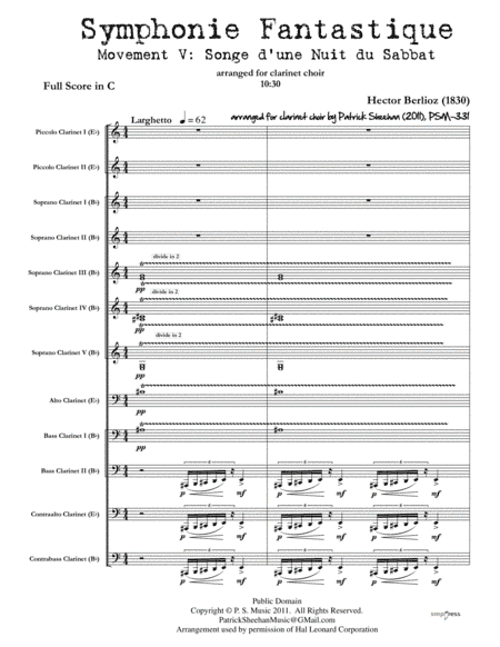 Symphonie Fantastique, Mvt. V: Song of a Witch (arr. Patrick Sheehan)