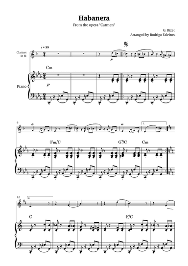 Habanera (for solo clarinet w/ piano accompaniment) (arr. Rodrigo Faleiros)