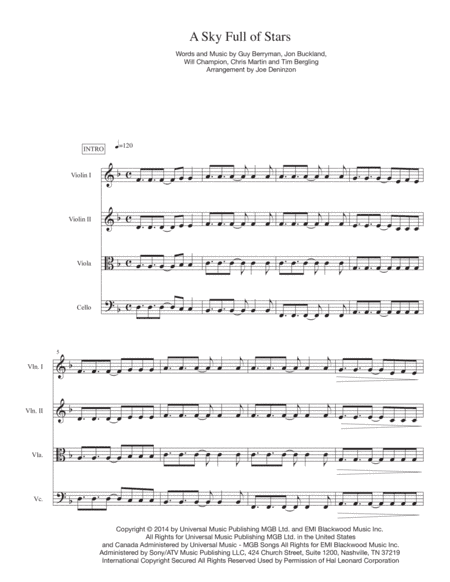 A Sky Full Of Stars (arr. Joe Deninzon)
