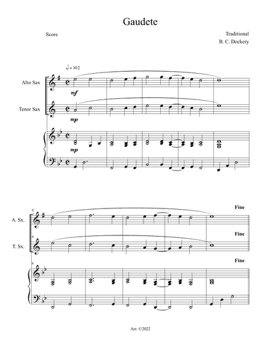 Gaudete (Alto and Tenor Sax Duet with Piano Accompaniment) (arr. B. C. Dockery)