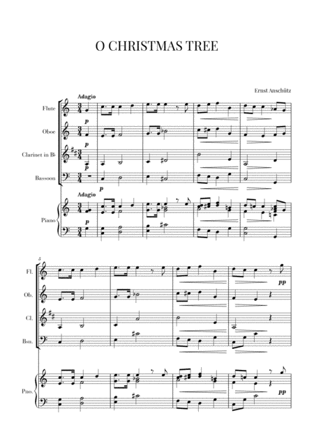 O Christmas Tree for Wind Quartet and Piano (arr. Cadenza Editions)