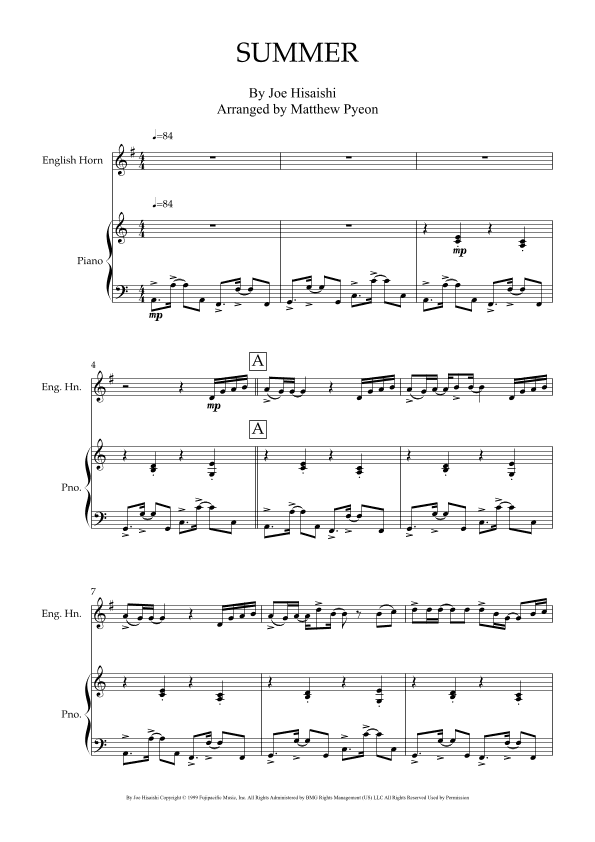 Summer (arr. Matthew pyeon)