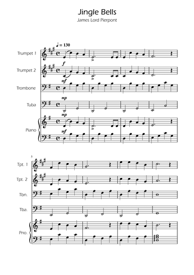 Jingle Bells - Brass Quartet w/ Piano (arr. Ygor Nunes)