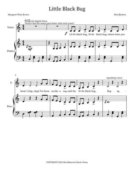 Little Black Bug- A Children's Poem Set to Music with Accompaniment